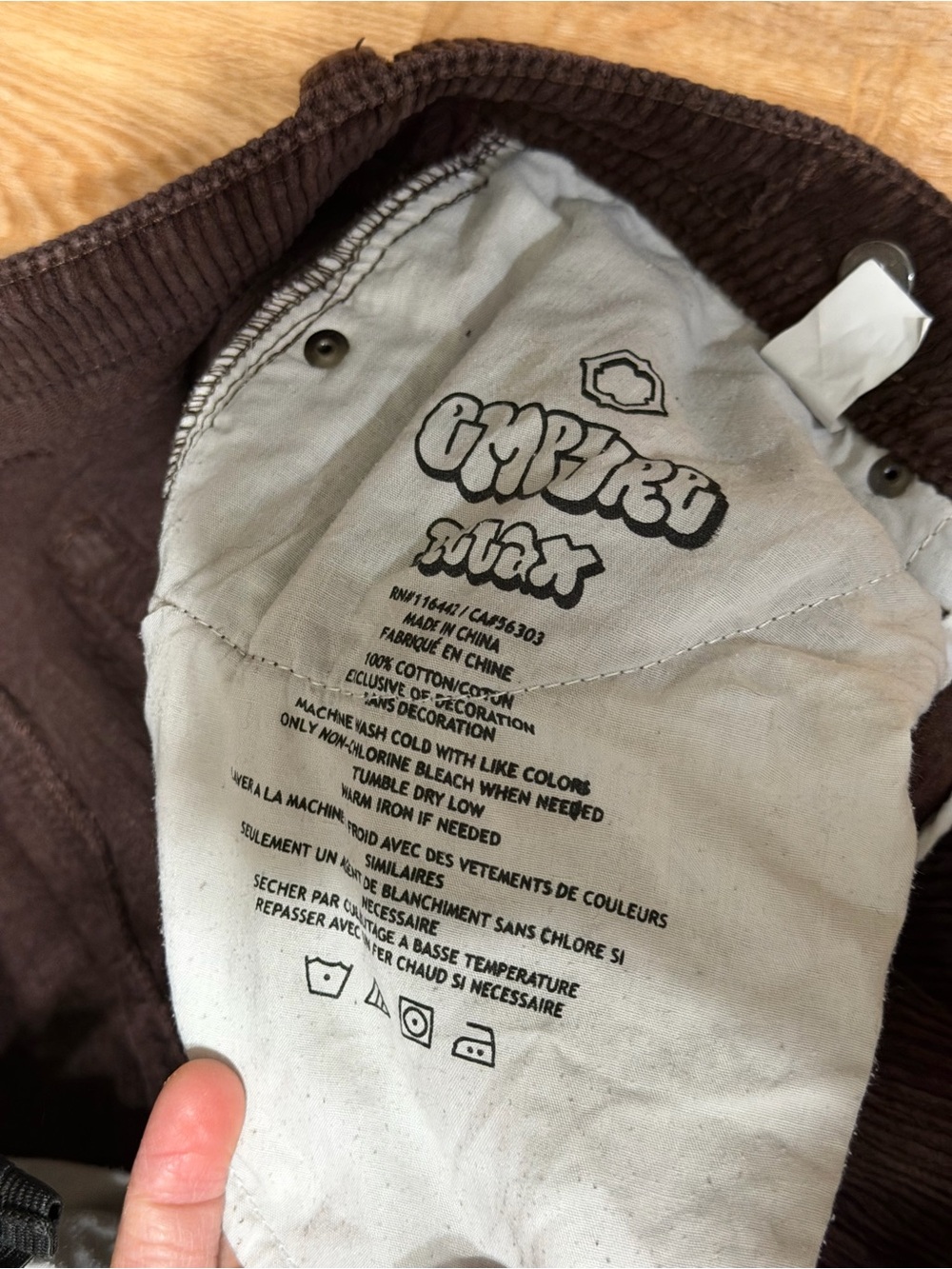 Gymbro Brown Corduroy Pants Size 27 Wide Leg 100% Cotton Y2K Skater Unisex - Picture 7 of 15